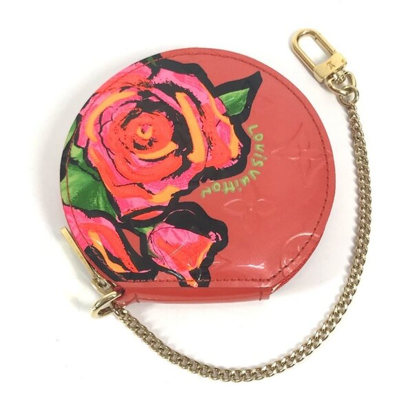 LOUIS VUITTON M93691 Monogram Vernis Rose Porte Monet Chapeau Coin Case purse - Picture 1 of 14